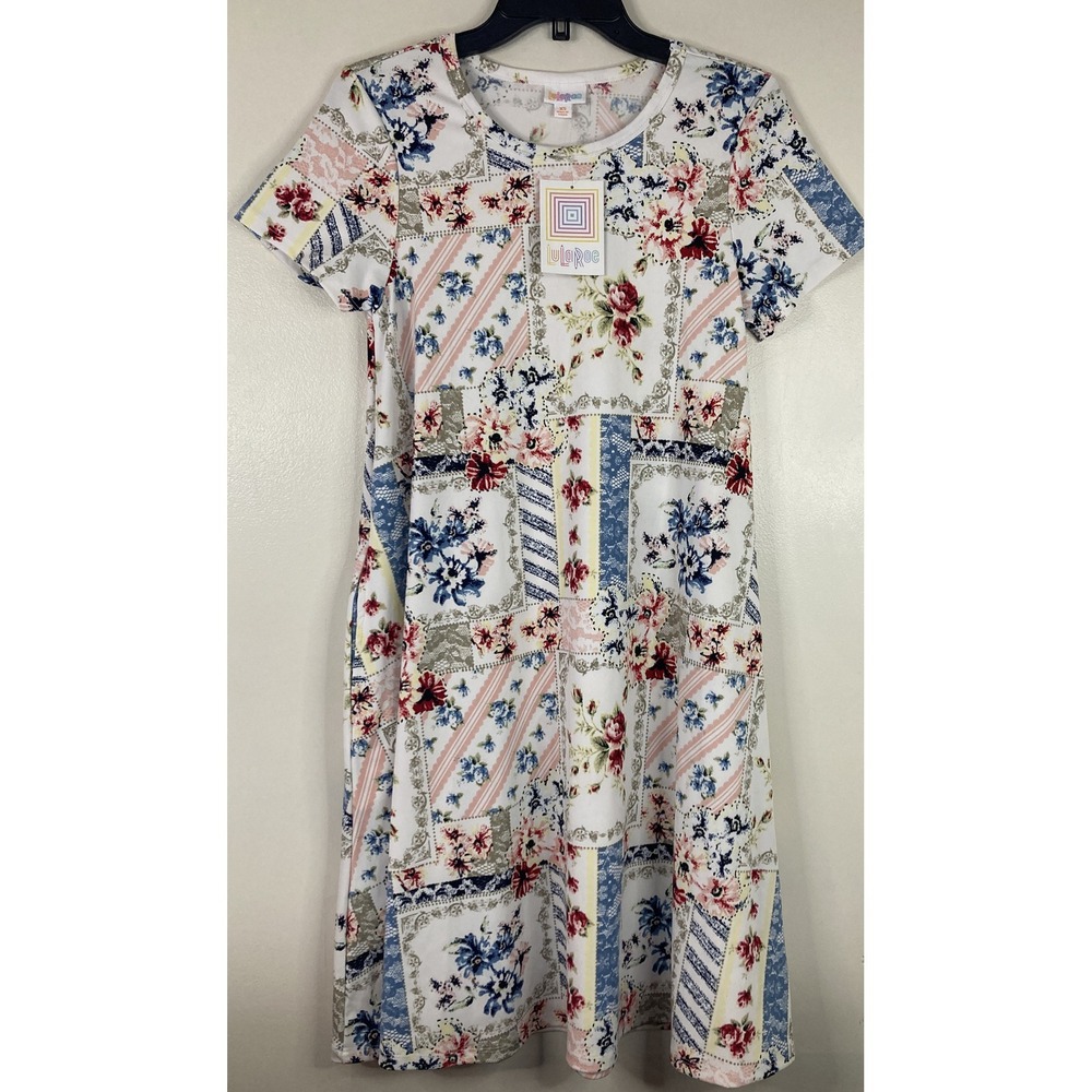 LuLaRoe Jessie Dress XS Floral Patchwork Quilt Print w/Pockets NWT